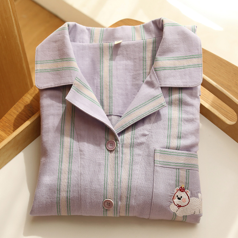 高級純棉棉紗簡約休閒家居服套裝情侶款