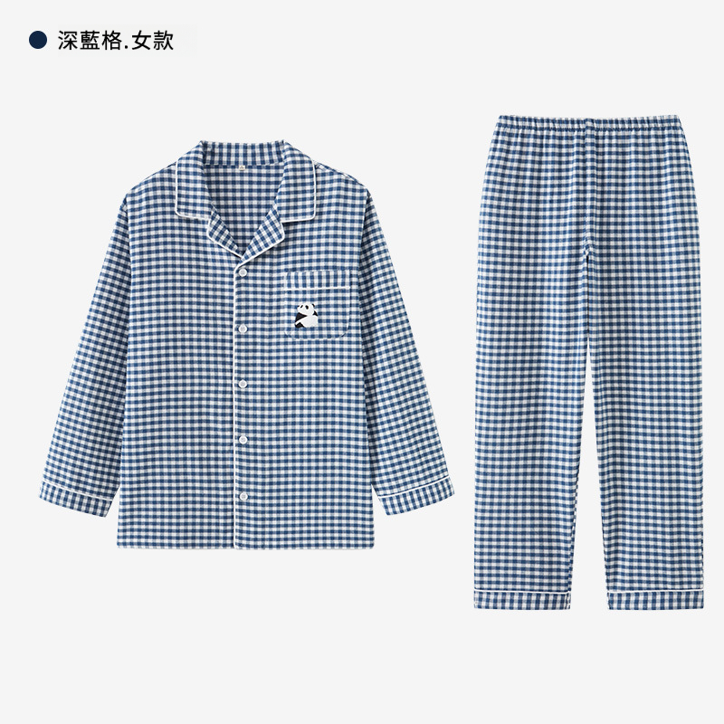 女士春秋純棉磨毛卡通長袖長褲居家服