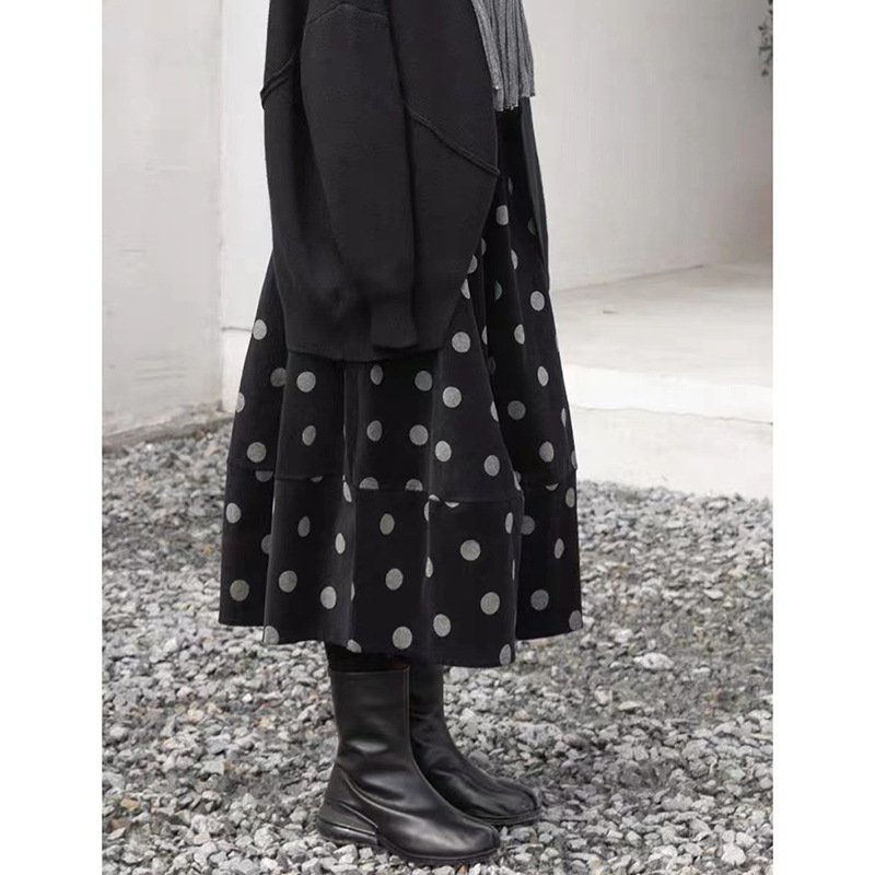 女士秋冬波點燈芯絨半身花苞裙