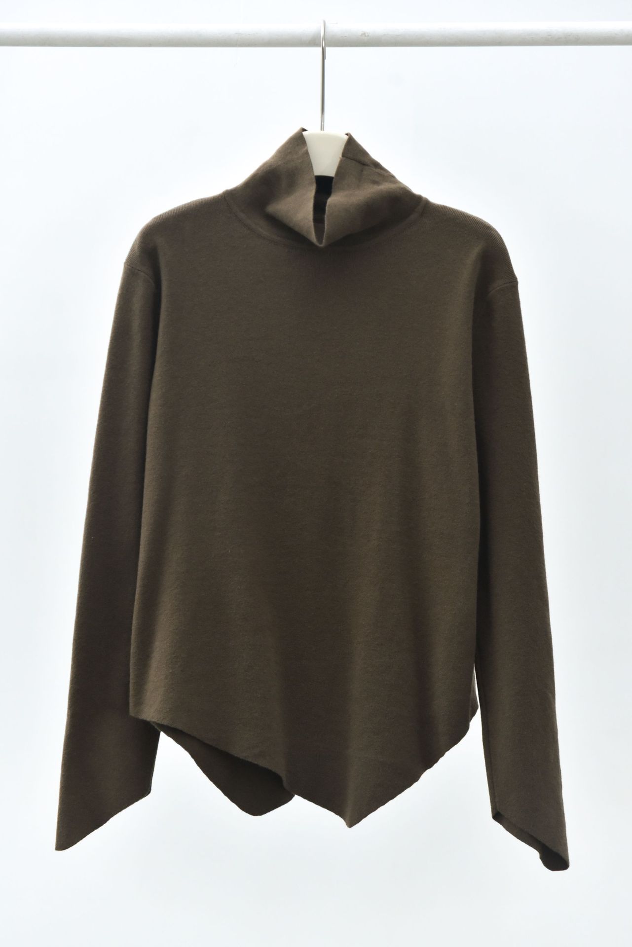 女士秋冬不規則下擺尖角高領打底毛衣