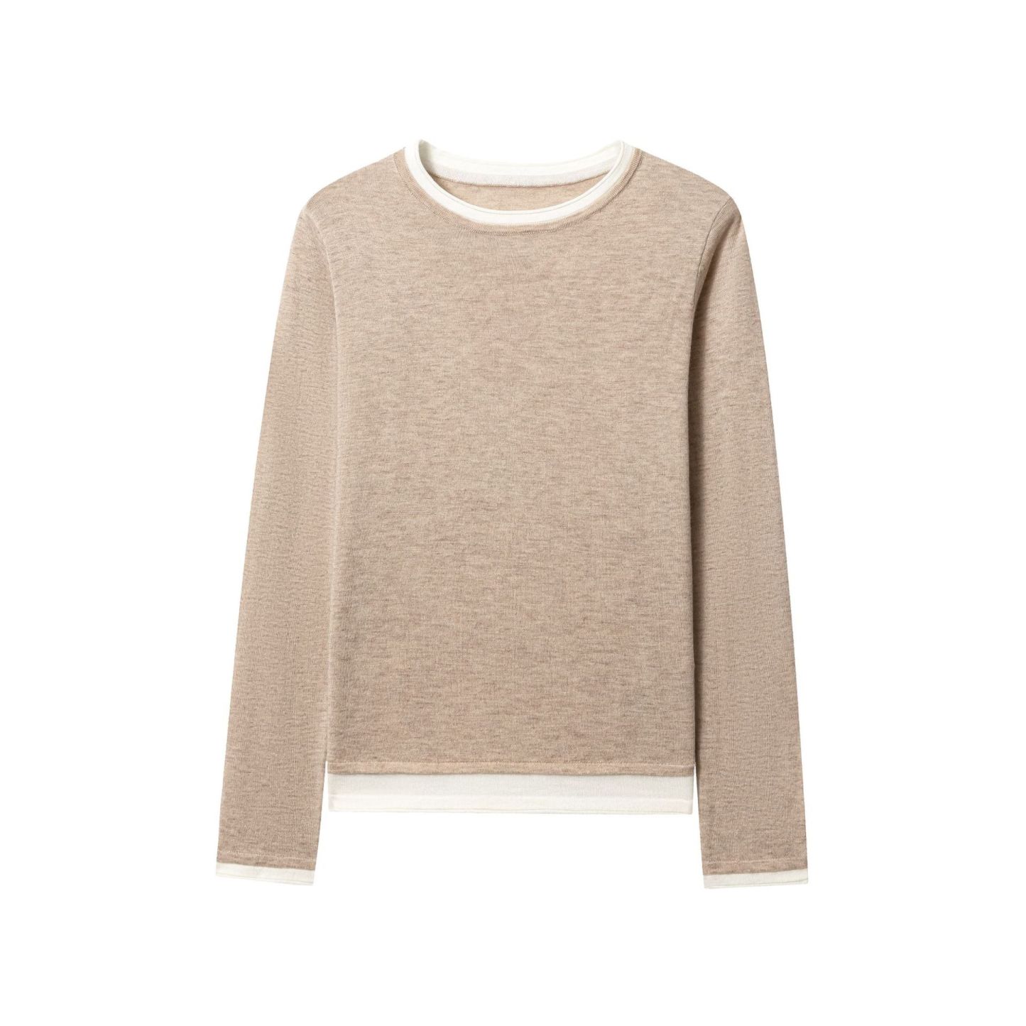 女士春秋羊毛假兩件套頭針織衫