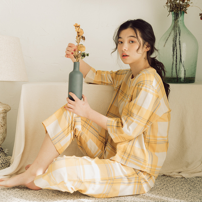 女款春夏純棉套頭七分袖九分褲居家服