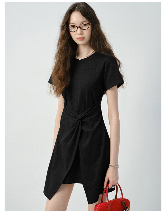 女夏不規則裙擺T恤短款裙子