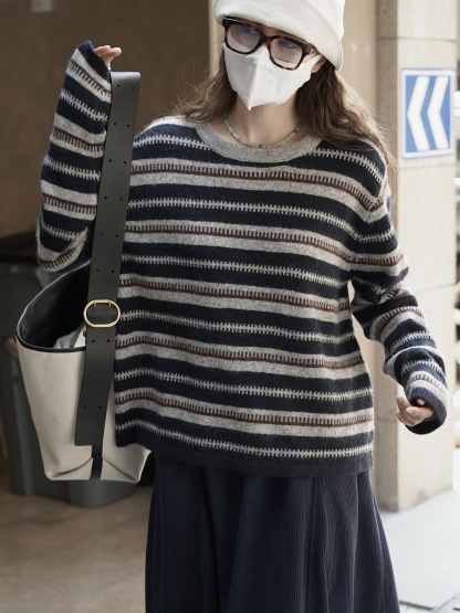 女士秋冬復古齒輪毛衣