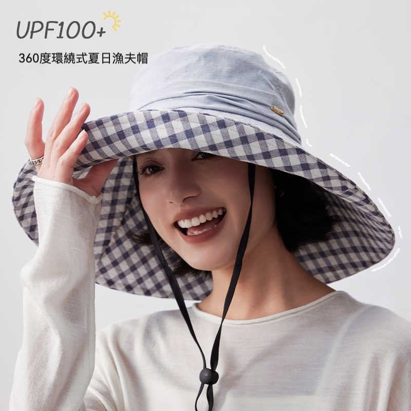 純棉可摺疊超大檐輕薄漁夫帽