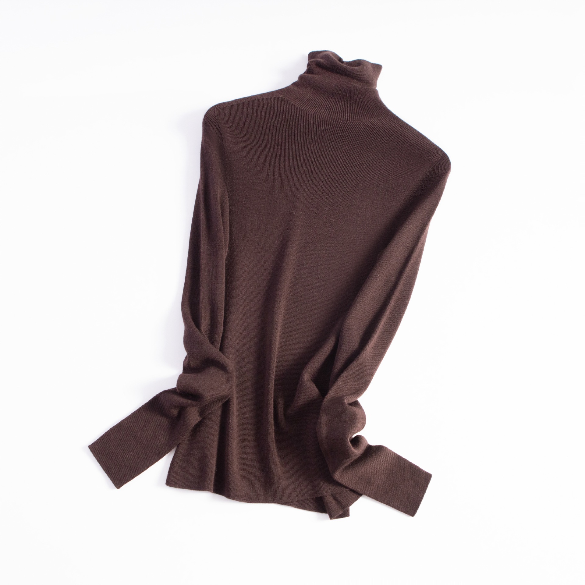 女士高領無縫揚子紗100羊毛衫