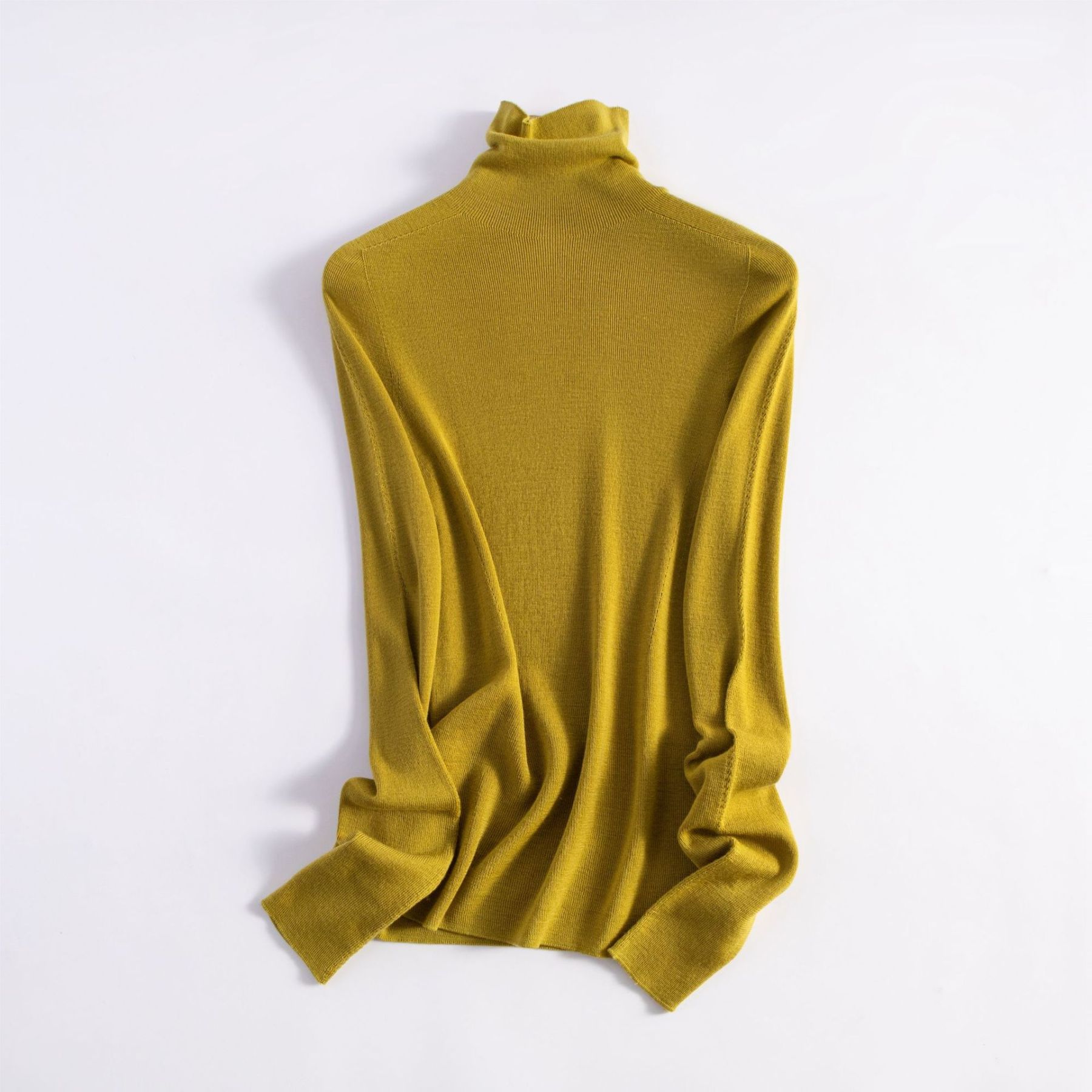 女士早秋無縫半高領100精仿羊毛打底衫