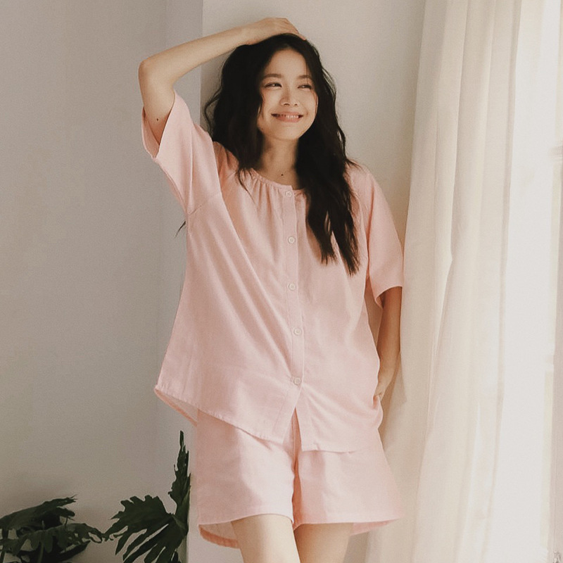 女夏純棉慢生活短袖短褲家居服