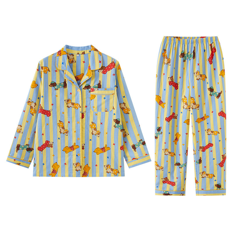 女士春秋純棉卡通睡衣套裝