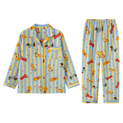 女士春秋純棉卡通睡衣套裝