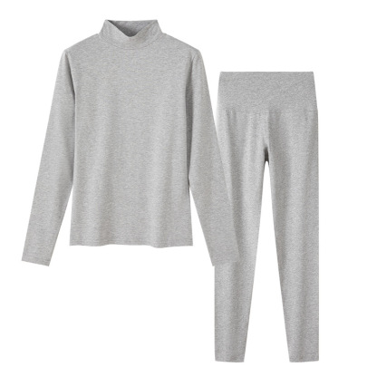 女士秋冬純棉半高領秋衣秋褲套裝