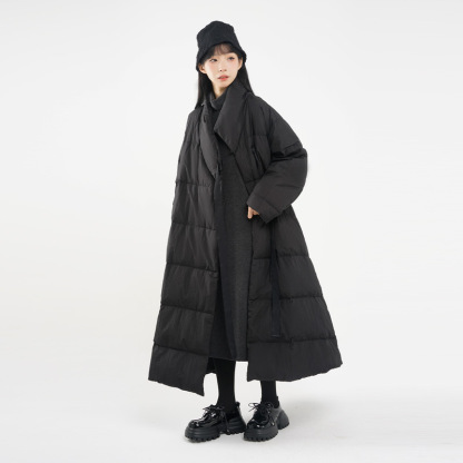 女士冬白鴨絨中長款羽絨服