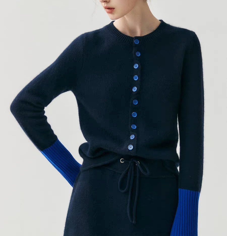 女士秋冬山羊絨色彩美學針織開衫