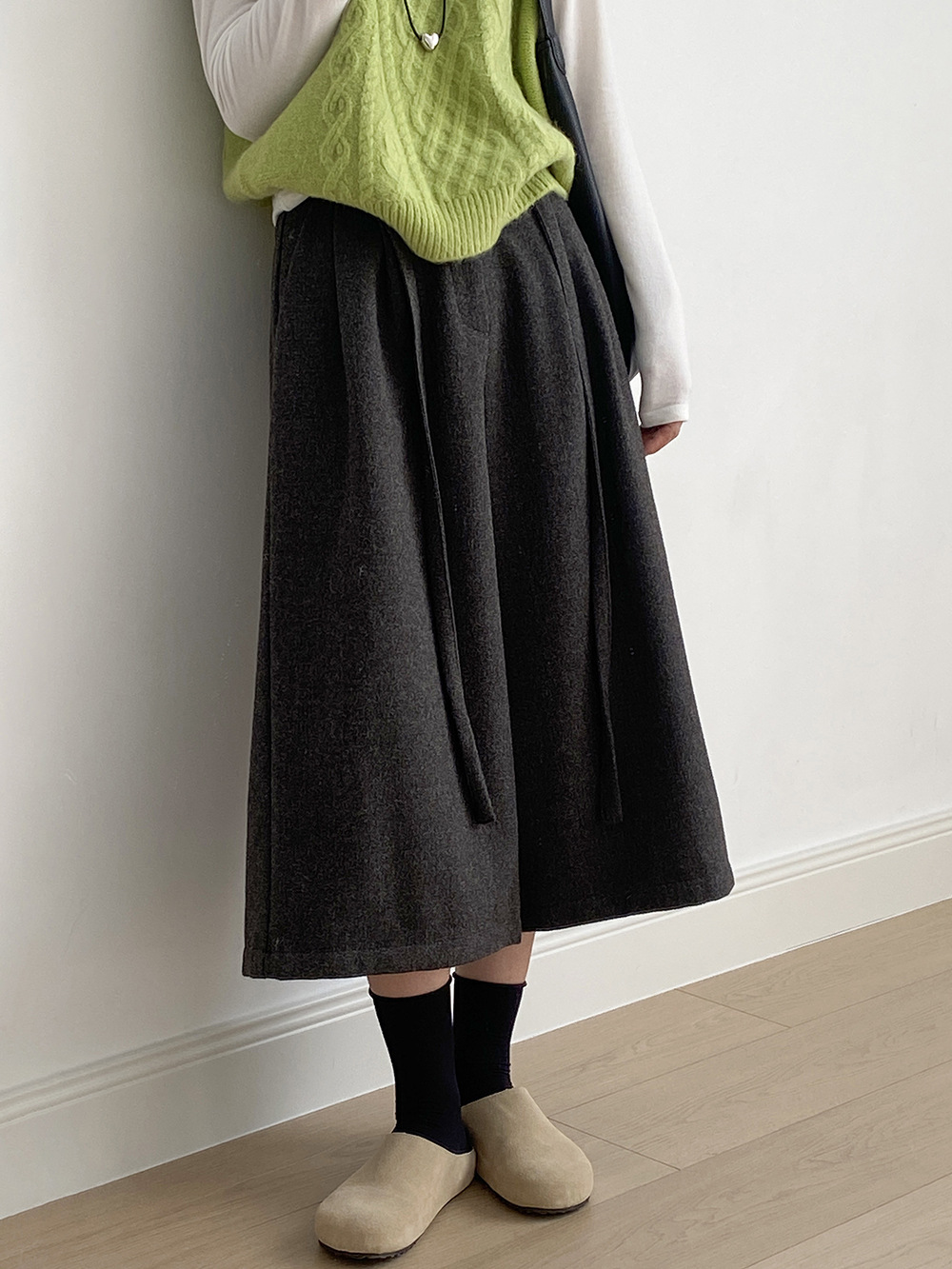 女士秋冬高腰高腰加厚七分闊腿褲