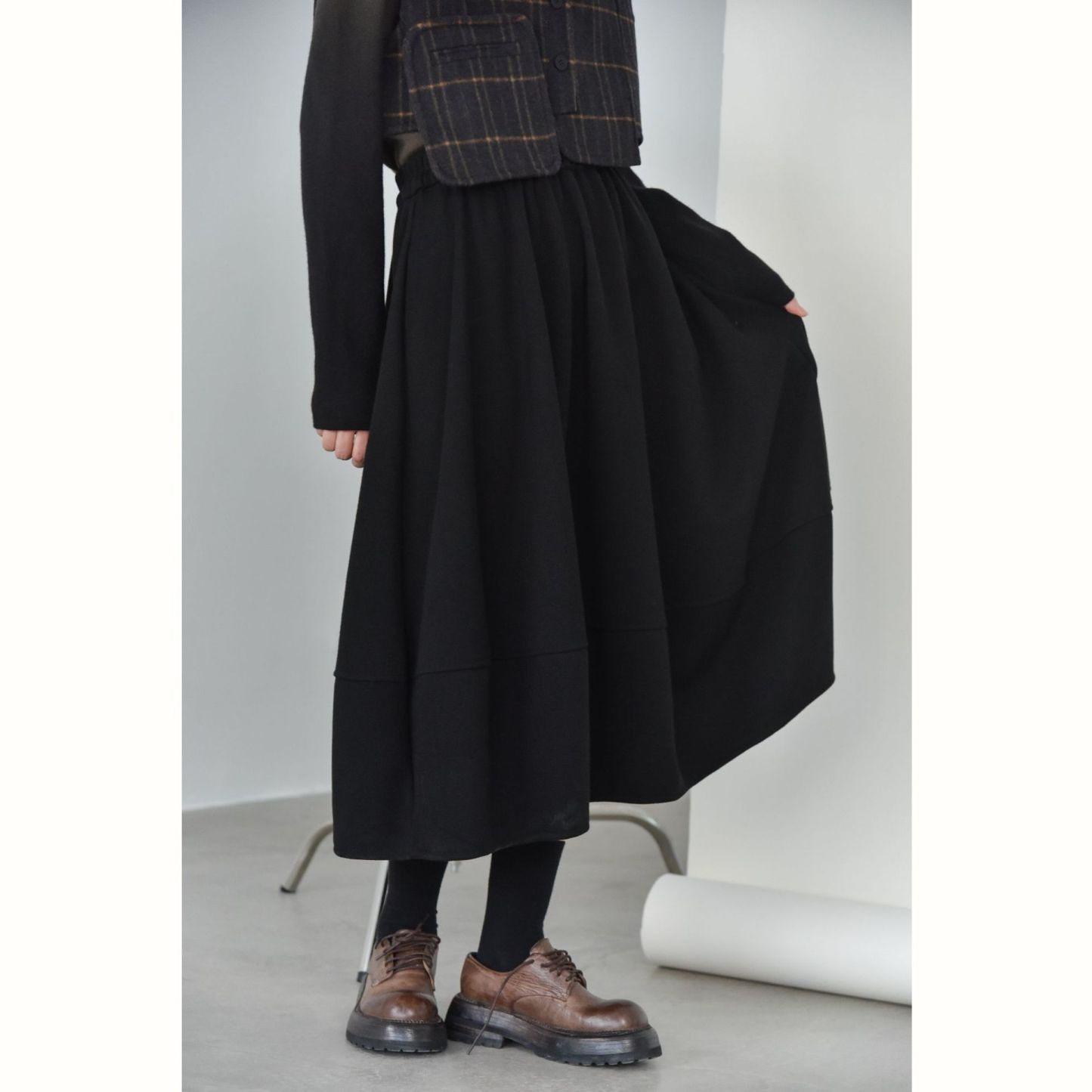 女士秋冬針織微彈花苞半身裙