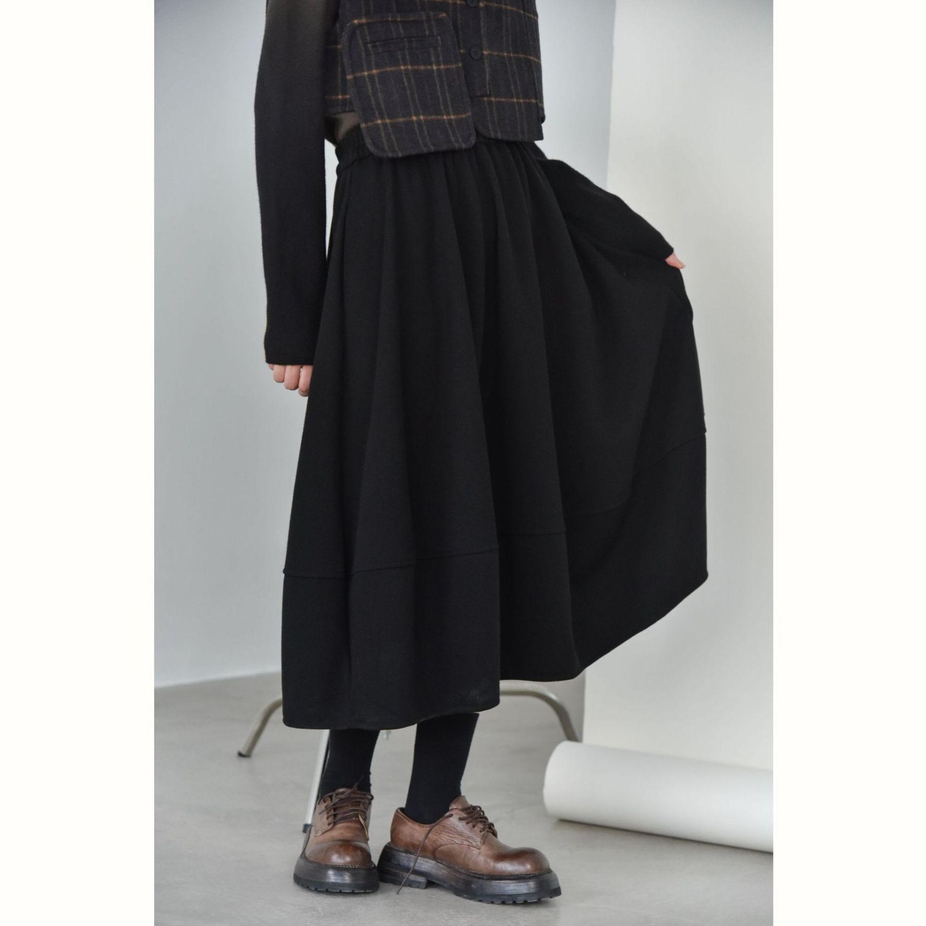 女士秋冬針織微彈花苞半身裙