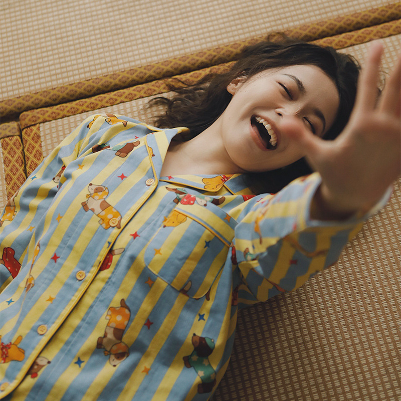 女士春秋純棉卡通睡衣套裝