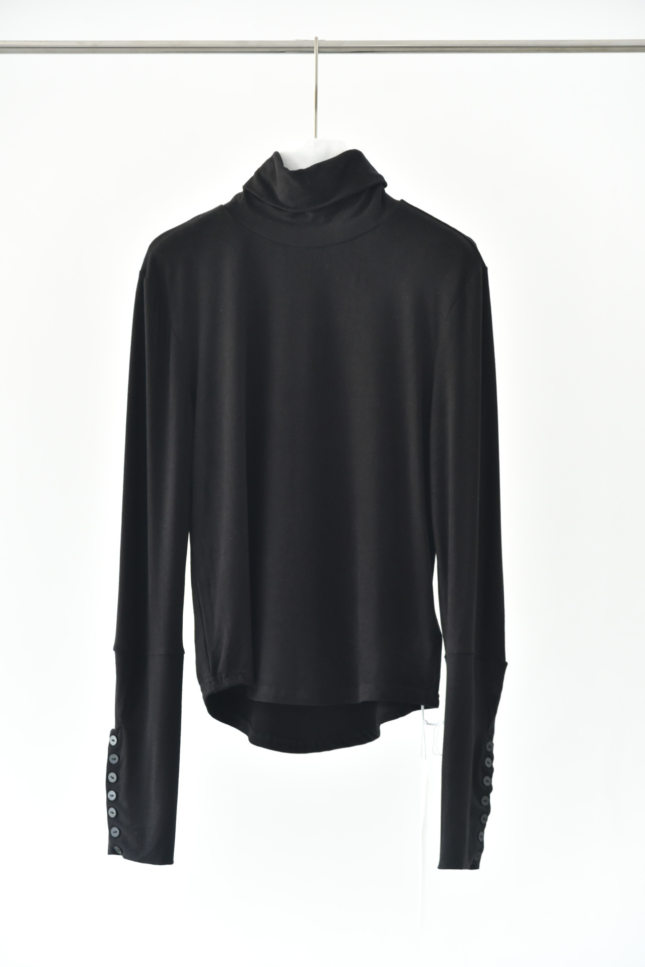 女士秋冬高領磨毛袖口多扣打底衫