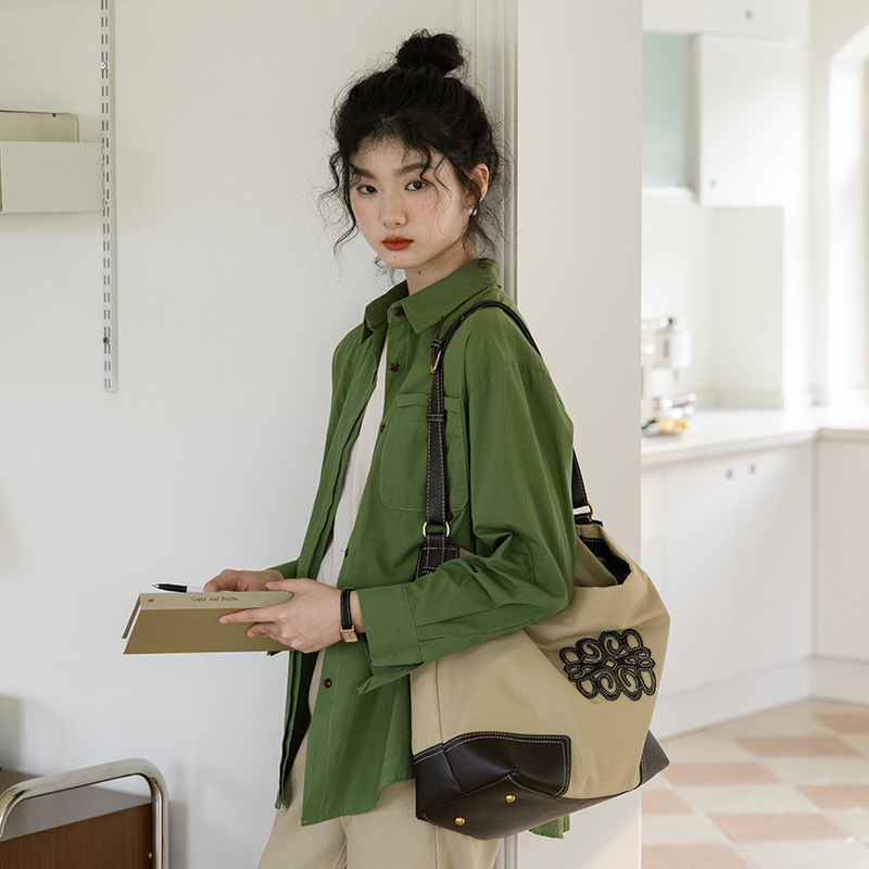 女士春季日系工裝長袖襯衫