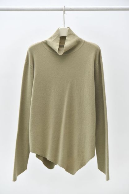 女士秋冬不規則下擺尖角高領打底毛衣