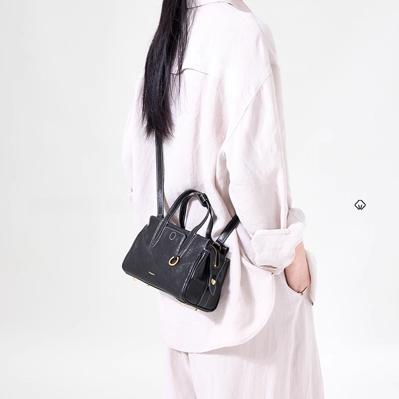 植鞣手提斜挎波士頓手提包