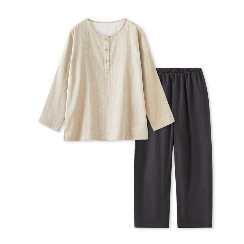 情侶春秋棉麻風居家服