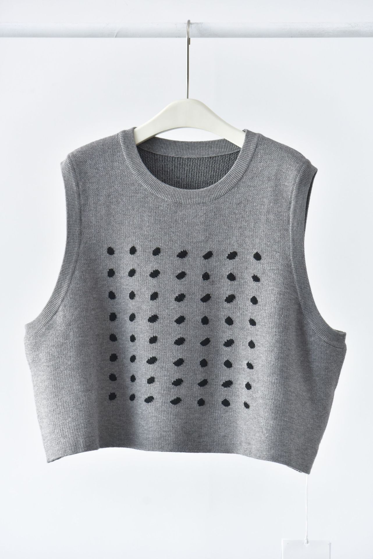 女士秋冬日式波點針織套頭馬甲