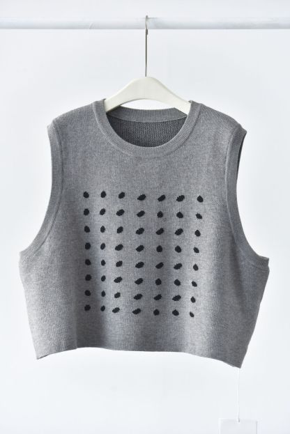 女士秋冬日式波點針織套頭馬甲