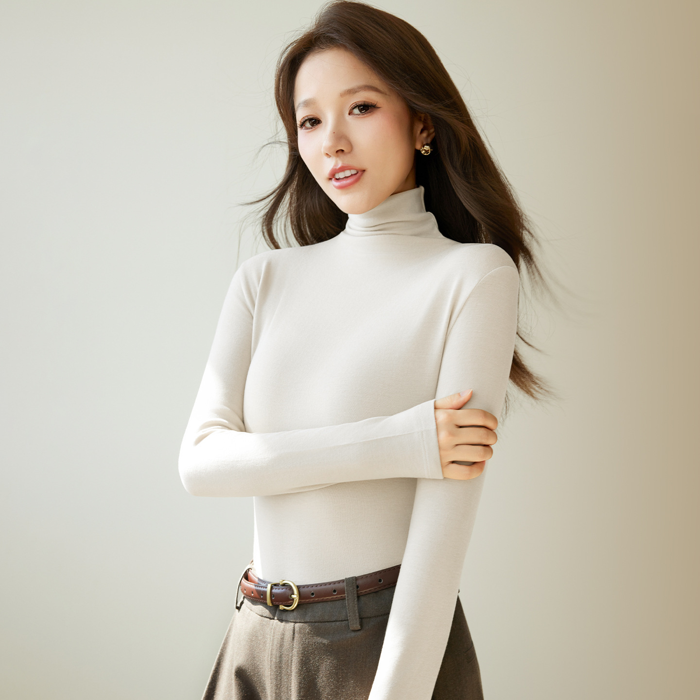 女士秋冬羊毛修身打底衫