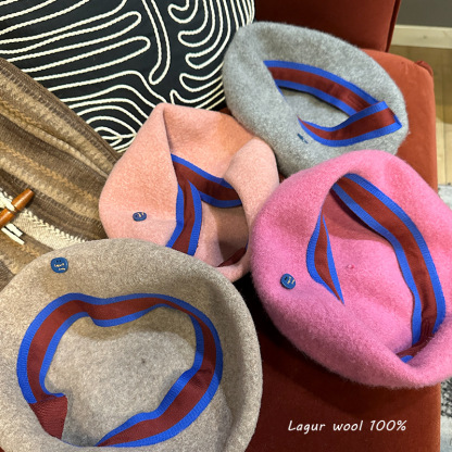 冬季100%羊毛闊版貝雷帽