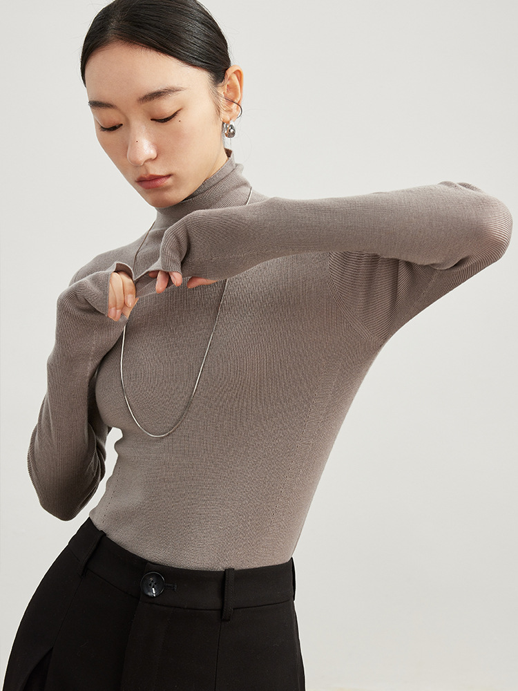 女士無縫一體手指套羊毛衫