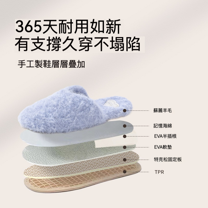 秋冬羊毛毛絨棉拖