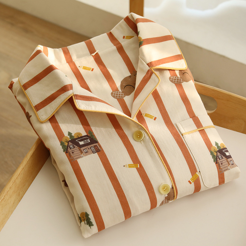 高級純棉棉紗簡約休閒家居服套裝情侶款