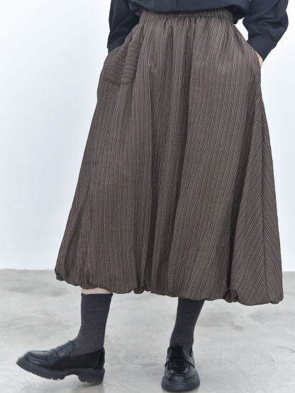 女士秋冬森系肌理感雙層設計燈籠半身裙