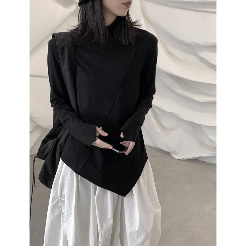 女士秋季堆堆領磨毛長袖打底衫