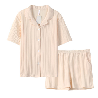情侶款夏純棉短袖短褲開衫居家服