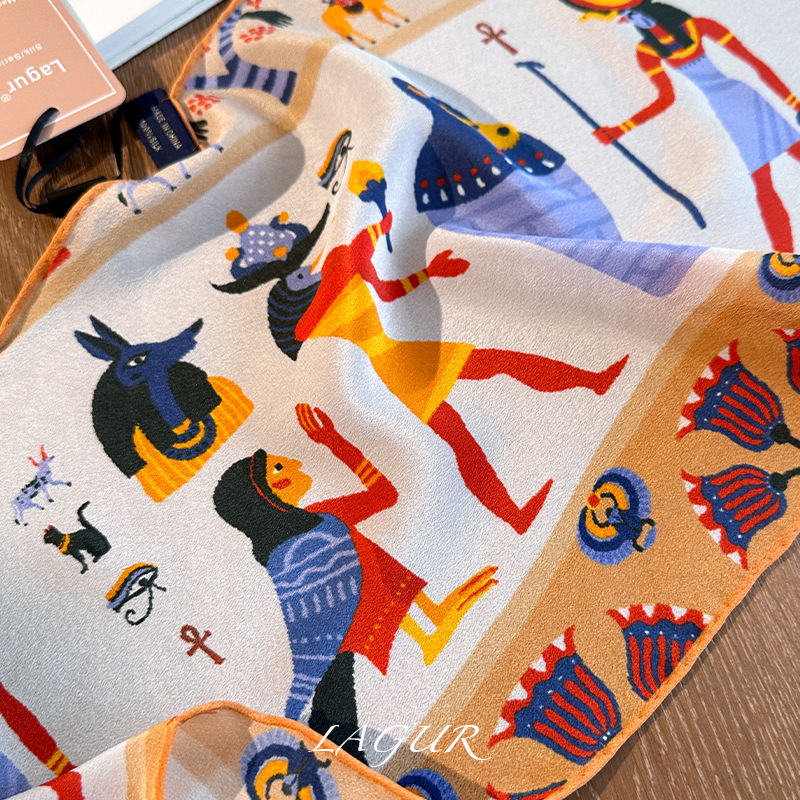 女士100%桑蠶絲埃及神話絲巾