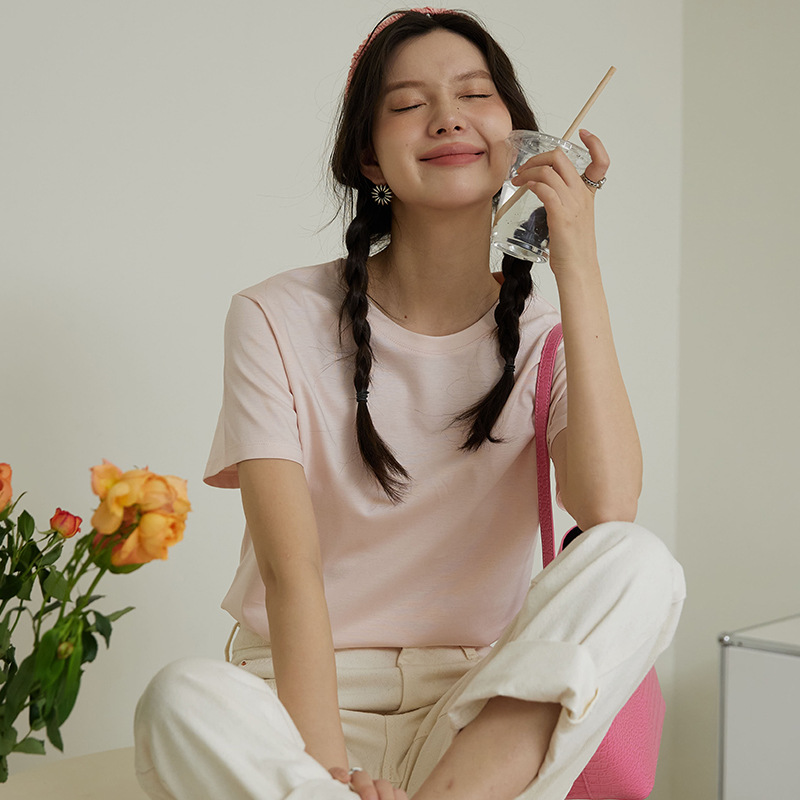 女春夏韓版絲光棉短袖T恤