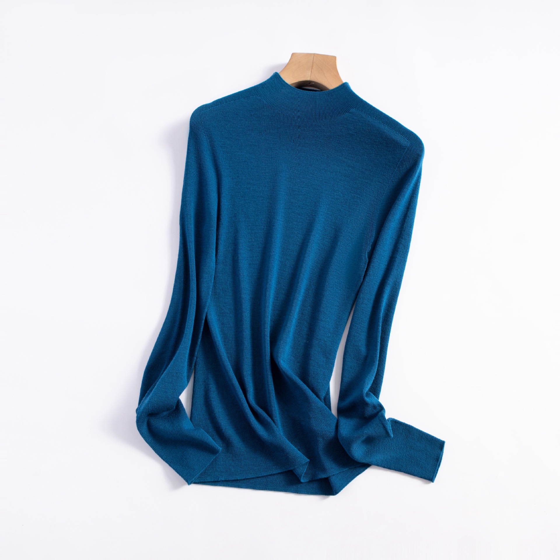 女士早秋無縫半高領100精仿羊毛打底衫