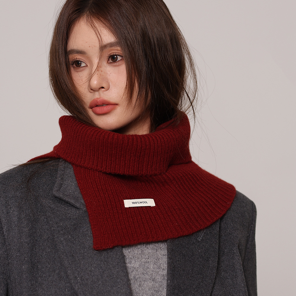 秋冬100%純羊毛帽子圍巾2件套