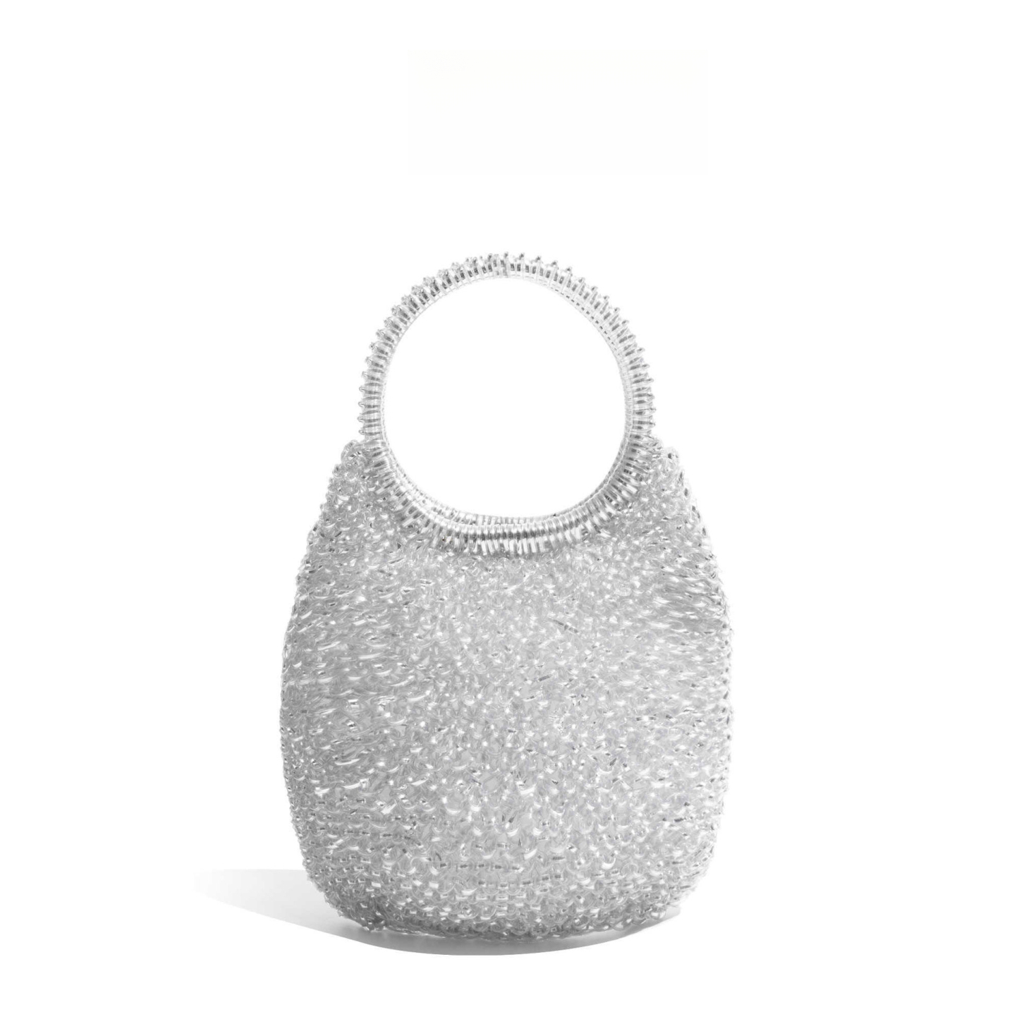 手工編織銀色斜挎水滴包