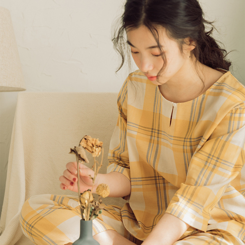 女款春夏純棉套頭七分袖九分褲居家服