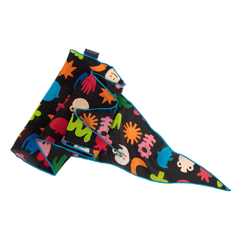 桑蠶絲趣味塗鴉三角絲巾綁髮綁包