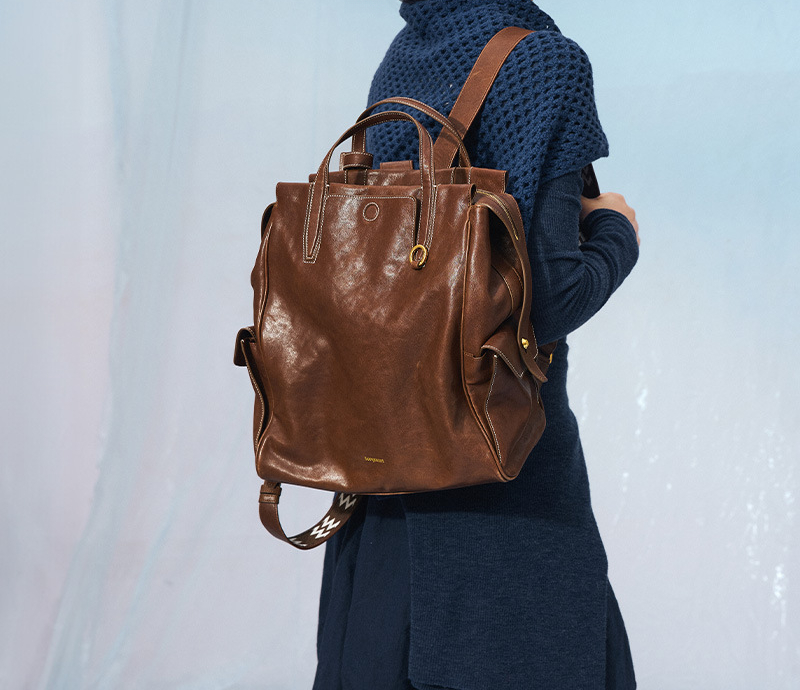 植鞣皮小號14寸電腦包雙肩包