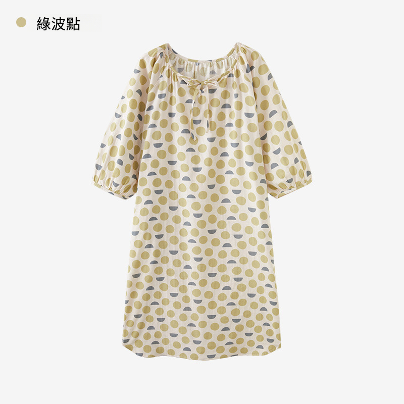 女款法式夏季七分袖純紗布可愛多睡裙