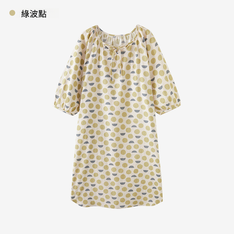 女款法式夏季七分袖純紗布可愛多睡裙