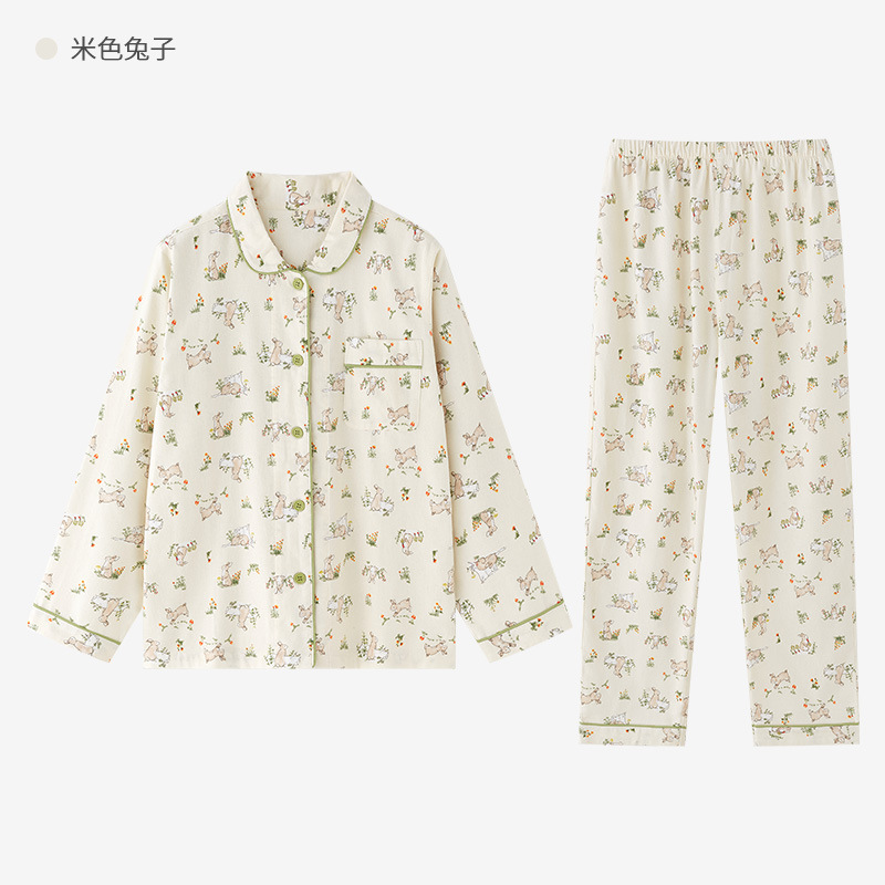 女士春秋純棉卡通睡衣套裝
