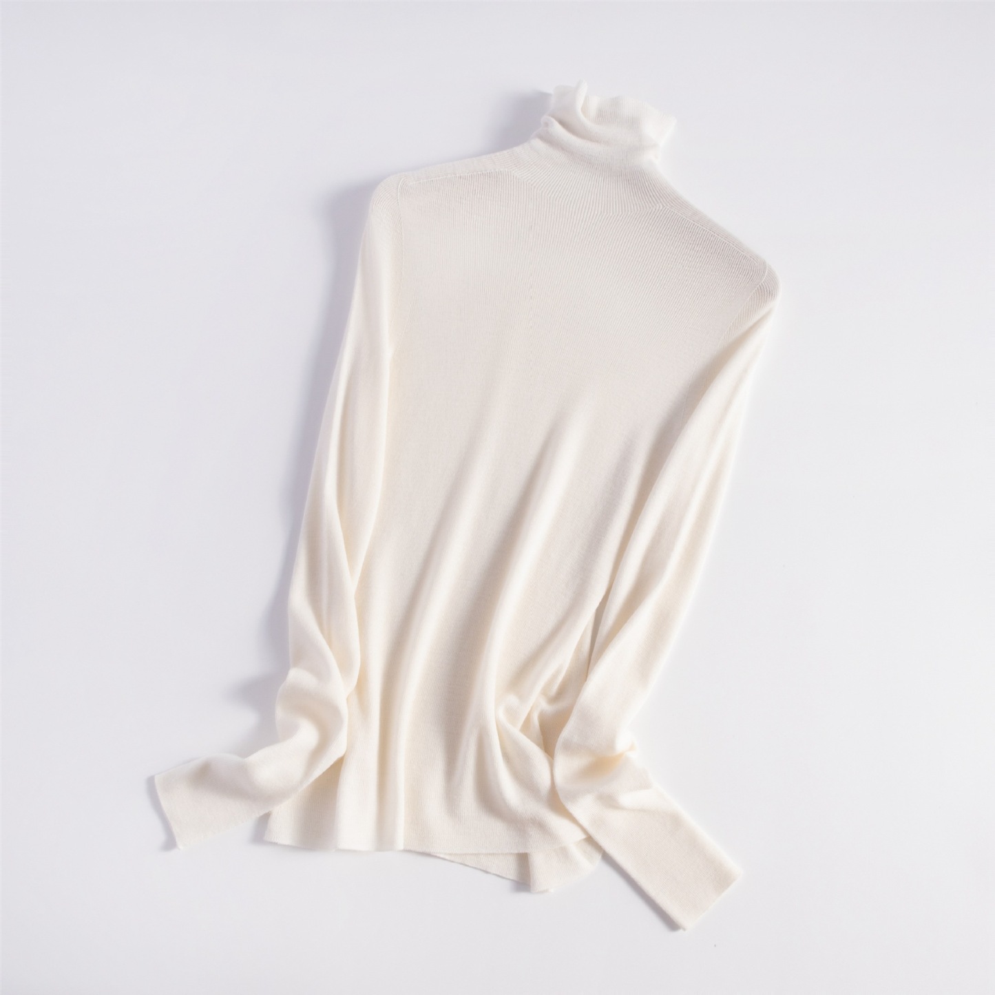 女士高領無縫揚子紗100羊毛衫