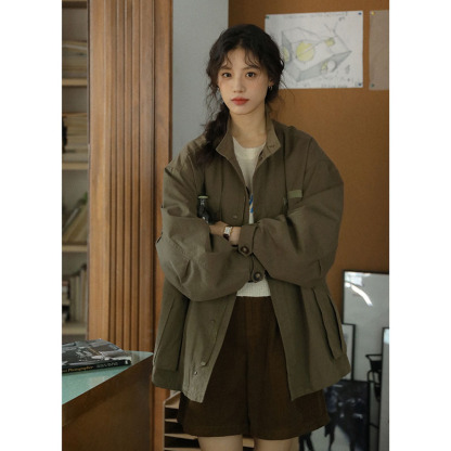 女士秋季重工水洗棉中長款外套