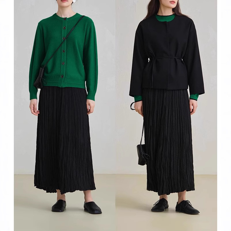 女士春秋綠野仙蹤手工捏褶半身裙